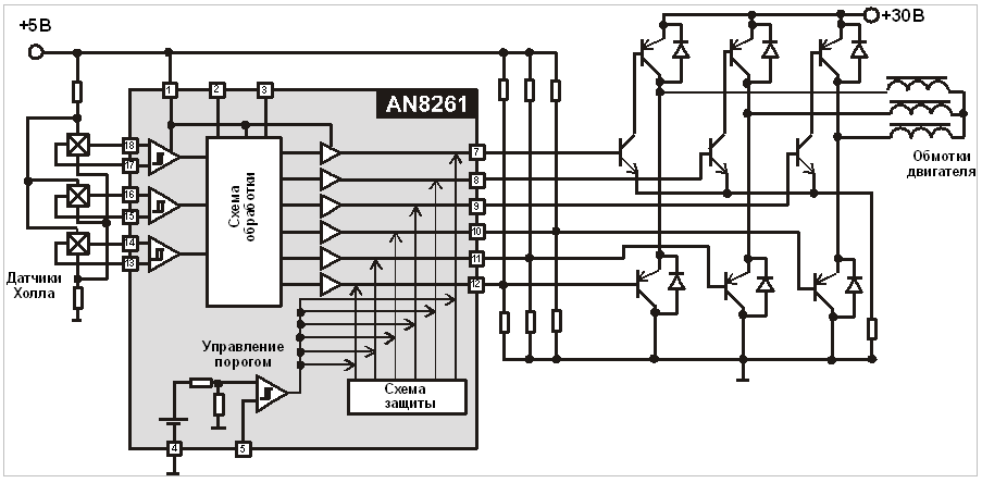Схема драйвер бесколлекторного двигателя